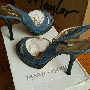 Charles David blue Suede 4" heels pumps sandals 6